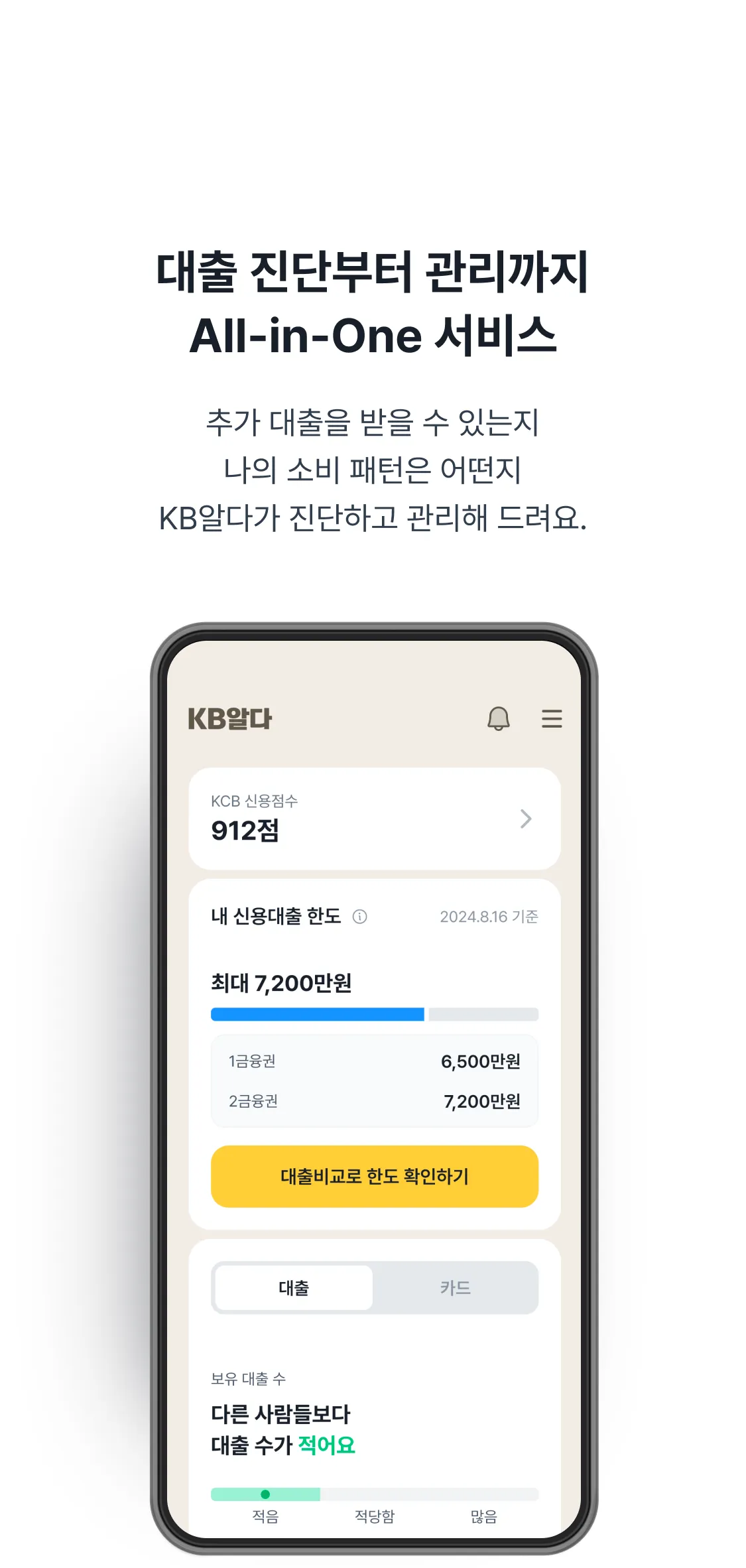 대출 진단부터 관리까지 All-in-One 서비스