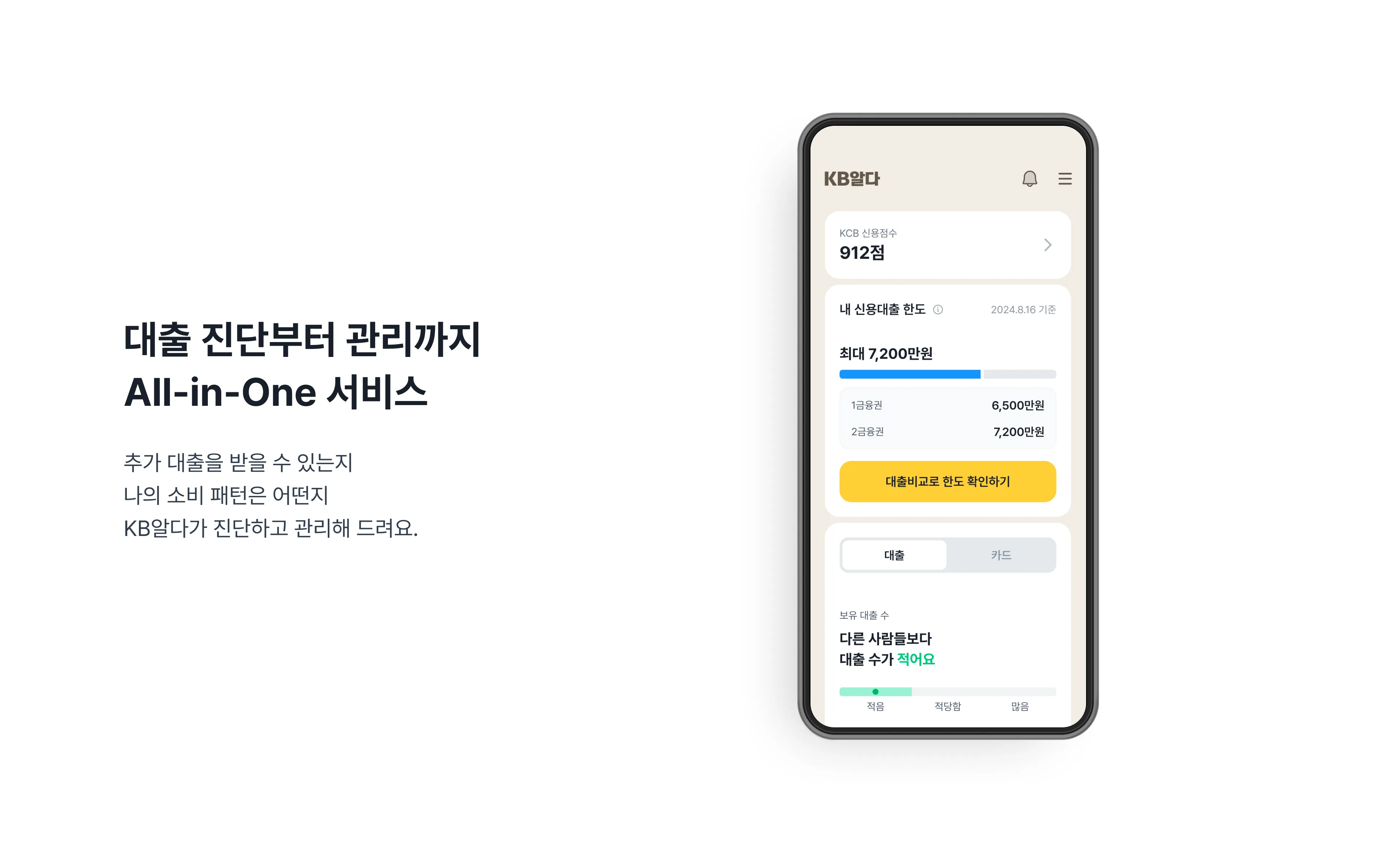 대출 진단부터 관리까지 All-in-One 서비스